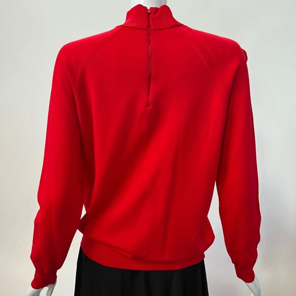 Designers Originals Vintage Red Mock Neck Sweater With Back Zipper Closure & Rag - Picture 3 of 16